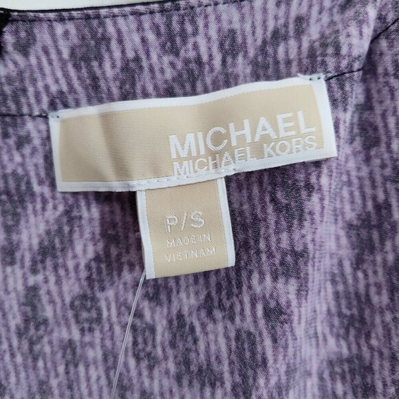 Ladies Petite SZ PS Michael Michael Kors Purple/Black Animal Print Dress - Picture 4 of 4
